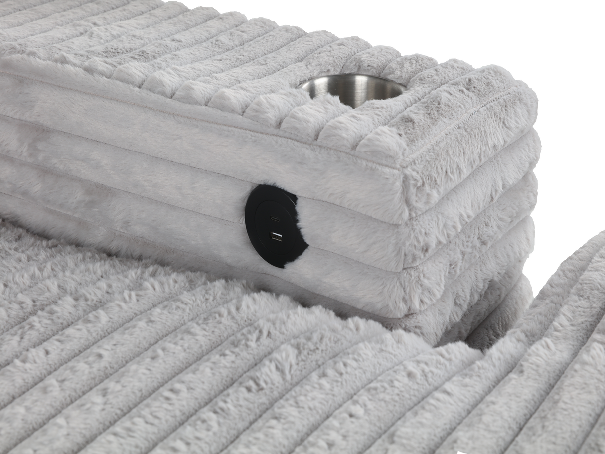 Chaise Lounge with Dual Cup Holders and USB Charging Ports by Sara Collections | Bel Furniture