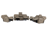 Taupe 3-Piece Power Reclining Living Room Set with USB Ports & Console Loveseat