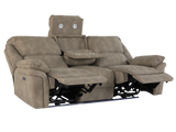 Taupe 3-Piece Power Reclining Living Room Set with USB Ports & Console Loveseat