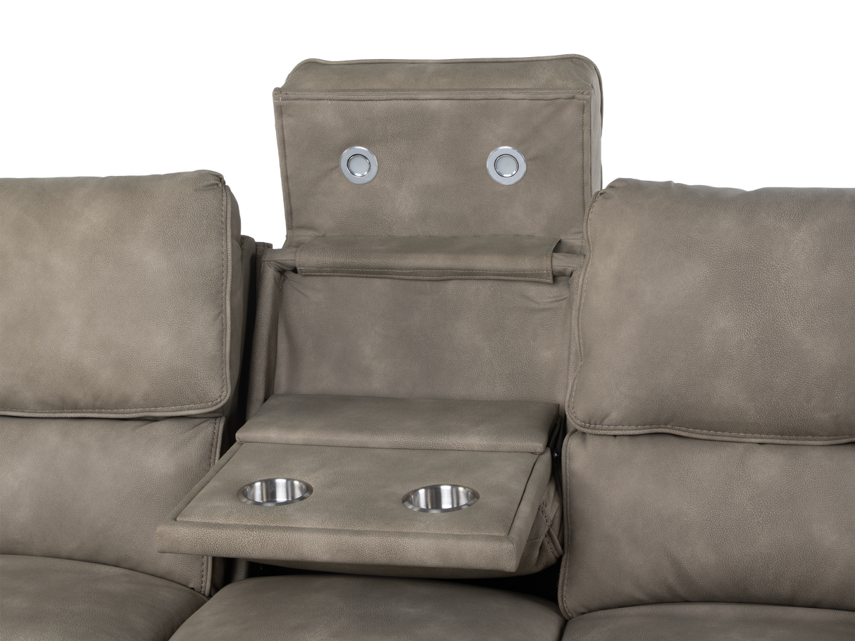 Taupe 3-Piece Power Reclining Living Room Set with USB Ports & Console Loveseat