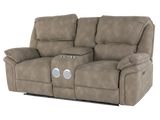 Taupe 3-Piece Power Reclining Living Room Set with USB Ports & Console Loveseat
