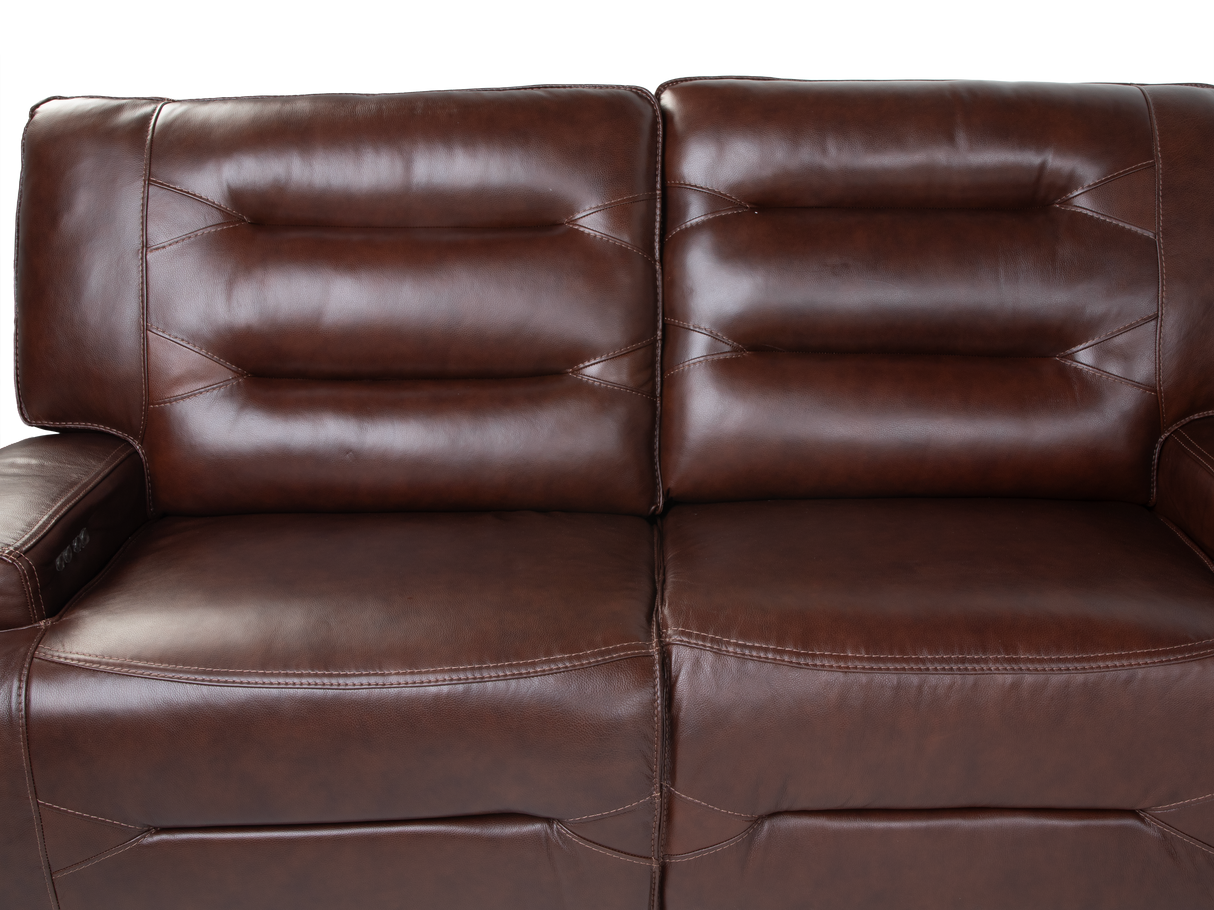 Brown Power Reclining Sectional with Power Headrests, Console & USB