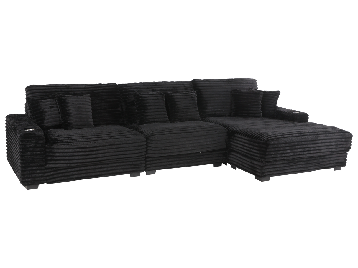Midnight Black 3 Piece Sectional