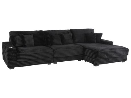 Midnight Black 3 Piece Sectional