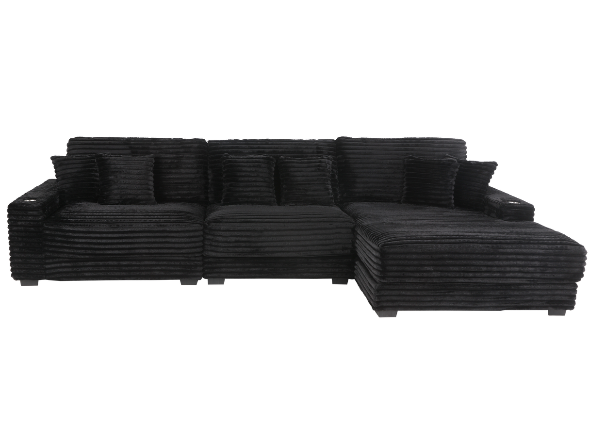 Midnight Black 3 Piece Sectional