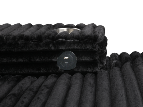 Midnight Black Wide Wale Corduroy Modular Sectional with Chaise, USB Charging & Cup Holders - view 5