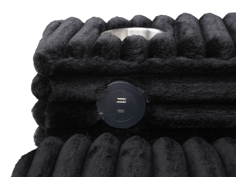 Midnight Black Wide Wale Corduroy Modular Sectional with Chaise, USB Charging & Cup Holders - view 6