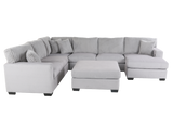 Light Gray U-Shaped Sectional Sofa with Ottoman & Pillows