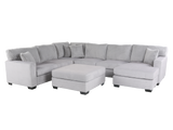 Light Gray U-Shaped Sectional Sofa with Ottoman & Pillows
