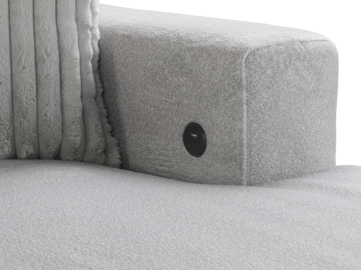 Light Gray U-Shaped Sectional Sofa with Ottoman & Pillows