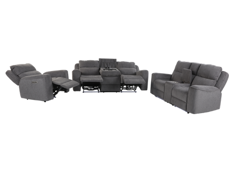 Gray reclining sofa set on a white background