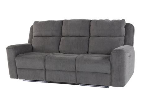 Gray sofa with reclining feature on a white background