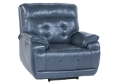 Blue leather recliner chair on a white background