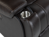 Espresso Contemporary Top Grain Leather 3-Piece Power Reclining Living Room Set w/ Power Headrests, USB Charging, Cup Holders & Drop-Down Table