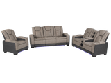 Gray 3 Piece Power Reclining Living Room Set with LED Lighting, Storage, and USB Ports