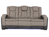 Gray 3 Piece Power Reclining Living Room Set with LED Lighting, Storage, and USB Ports