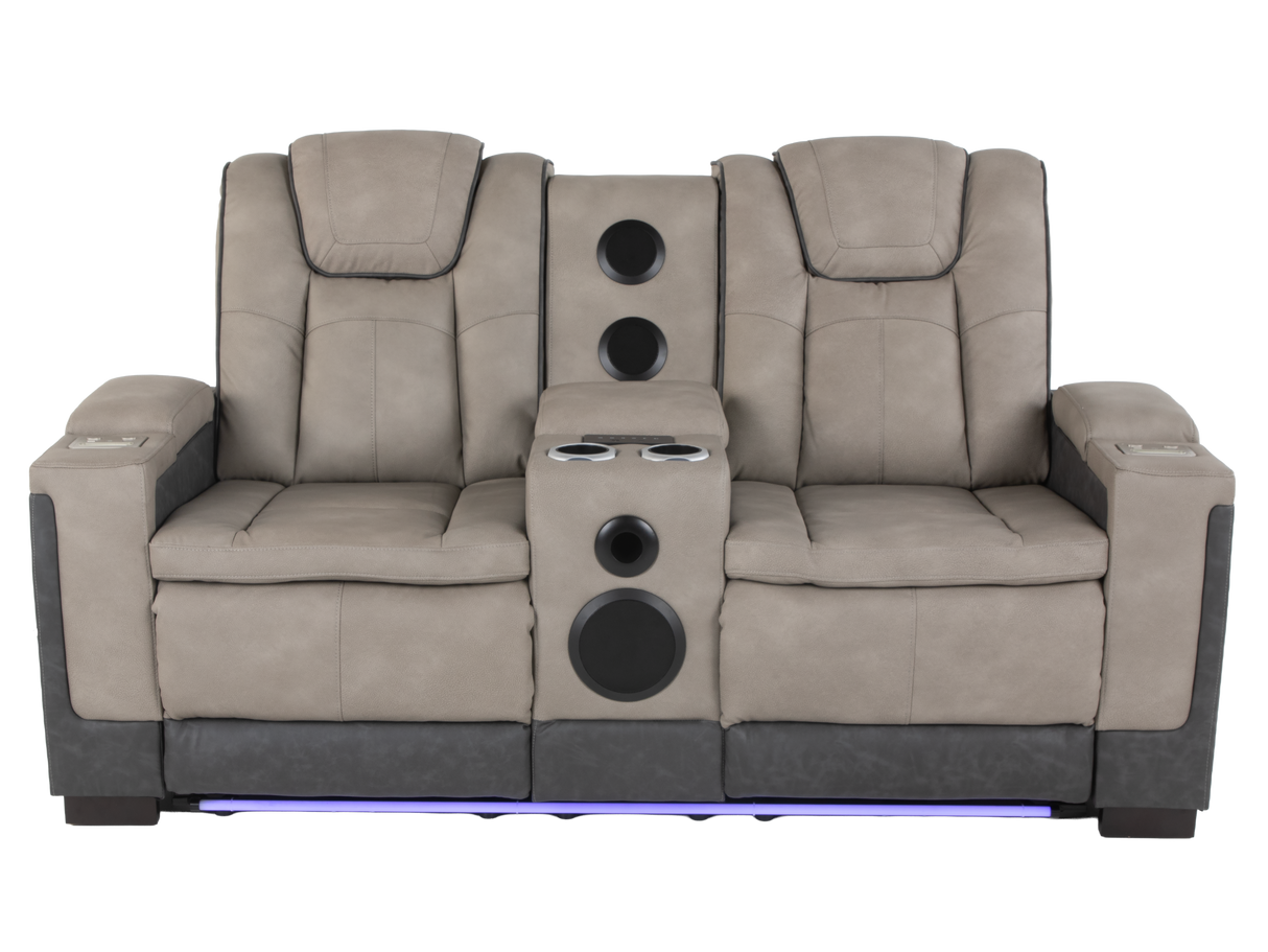 Gray 3 Piece Power Reclining Living Room Set with LED Lighting, Storage, and USB Ports