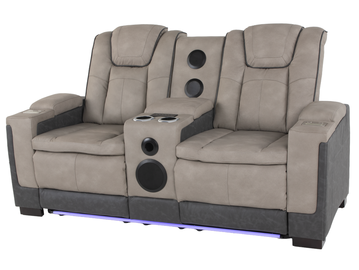 Gray 3 Piece Power Reclining Living Room Set with LED Lighting, Storage, and USB Ports