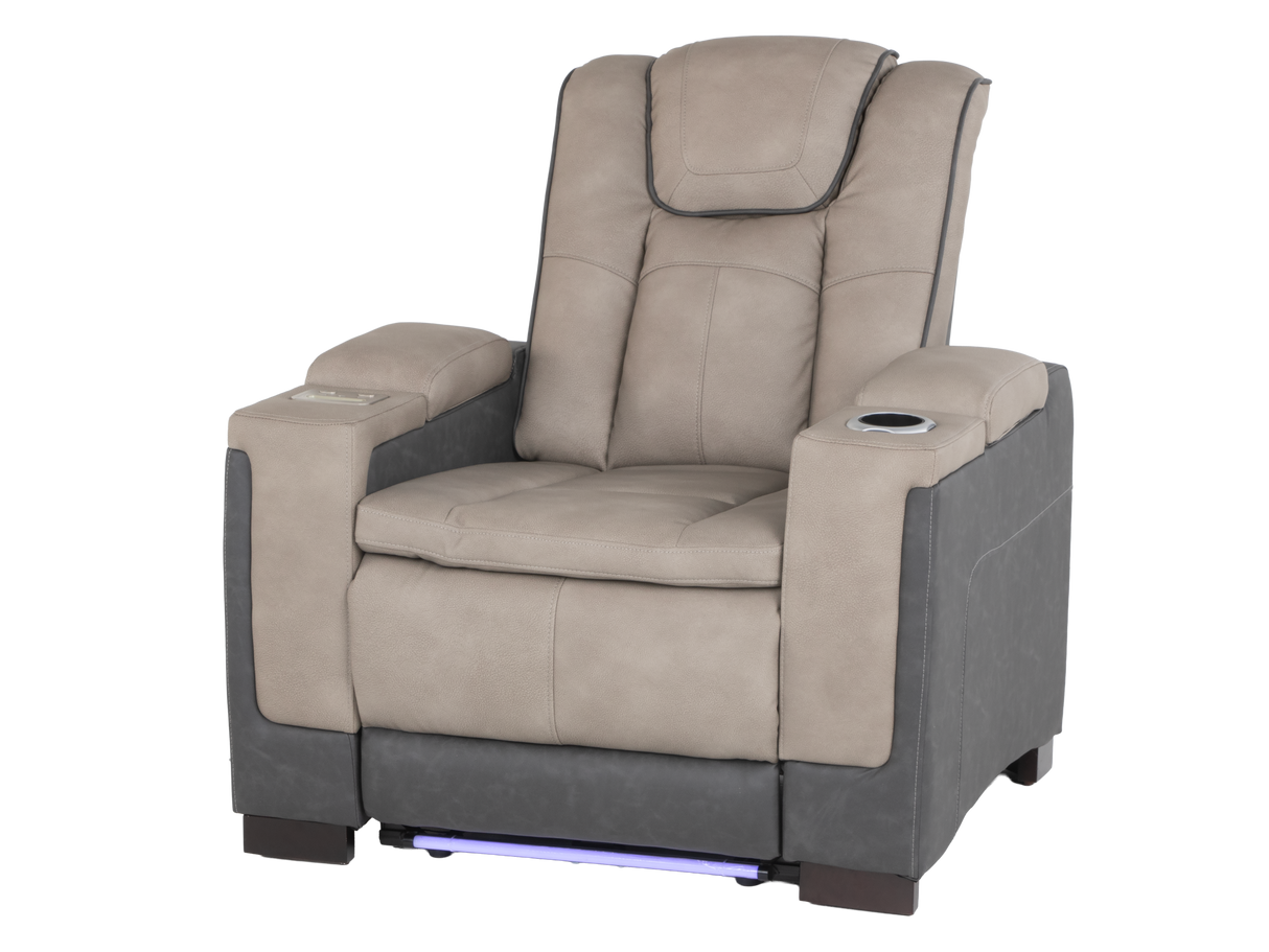 Gray 3 Piece Power Reclining Living Room Set with LED Lighting, Storage, and USB Ports