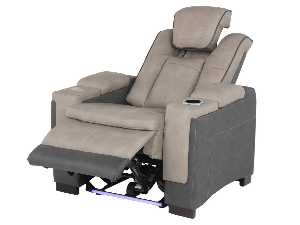 Gray 3 Piece Power Reclining Living Room Set with LED Lighting, Storage, and USB Ports