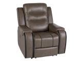 Warm Gray Top Grain Leather Power Reclining 3-Piece Living Room Set with Power Headrests