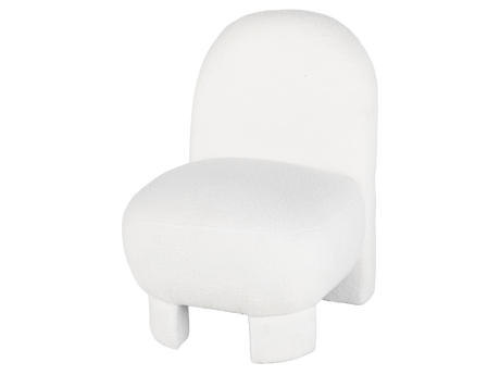 Beige Bouclé Modern Armless Accent Chair with Curved Back & Plush Seat - view 3