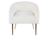 Modern Boucle Accent Chair in White with Gold Metal Legs