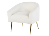 Modern Boucle Accent Chair in White with Gold Metal Legs