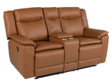 3 Piece Camel Manual Reclining Living Room Set with Console and Wireless Charging
