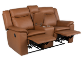 3 Piece Camel Manual Reclining Living Room Set with Console and Wireless Charging