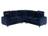 Navy Chenille 3-Piece Sectional Sofa with Pillows