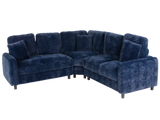 Navy Chenille 3-Piece Sectional Sofa with Pillows