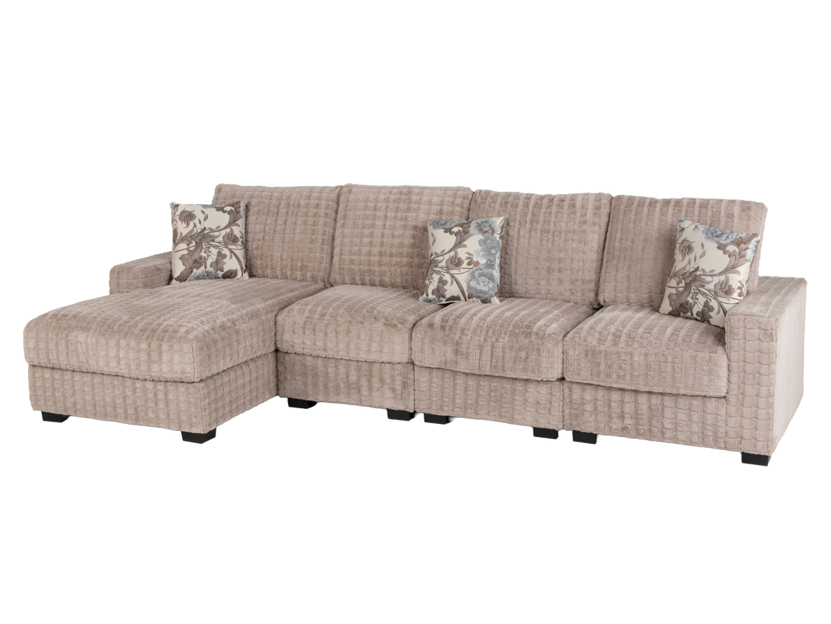 Yopin Dark Beige 3-Piece Sectional Sofa with Chaise and Pillows
