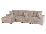 Yopin Dark Beige 3-Piece Sectional Sofa with Chaise and Pillows
