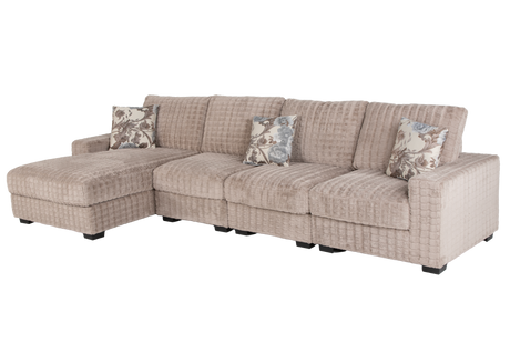 Yopin Dark Beige 3-Piece Sectional Sofa with Chaise and Pillows - view 3