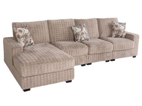 Yopin Dark Beige 3-Piece Sectional Sofa with Chaise and Pillows - view 4