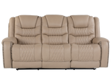 Toffee Contemporary Top-Grain Leather Dual Power Reclining 3-Piece Living Room Set w/ USB & Wireless Charging