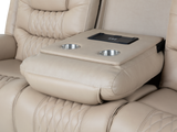 Toffee Contemporary Top-Grain Leather Dual Power Reclining 3-Piece Living Room Set w/ USB & Wireless Charging