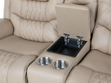 Toffee Contemporary Top-Grain Leather Dual Power Reclining 3-Piece Living Room Set w/ USB & Wireless Charging