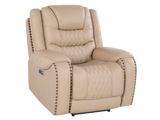 Toffee Contemporary Top-Grain Leather Dual Power Reclining 3-Piece Living Room Set w/ USB & Wireless Charging