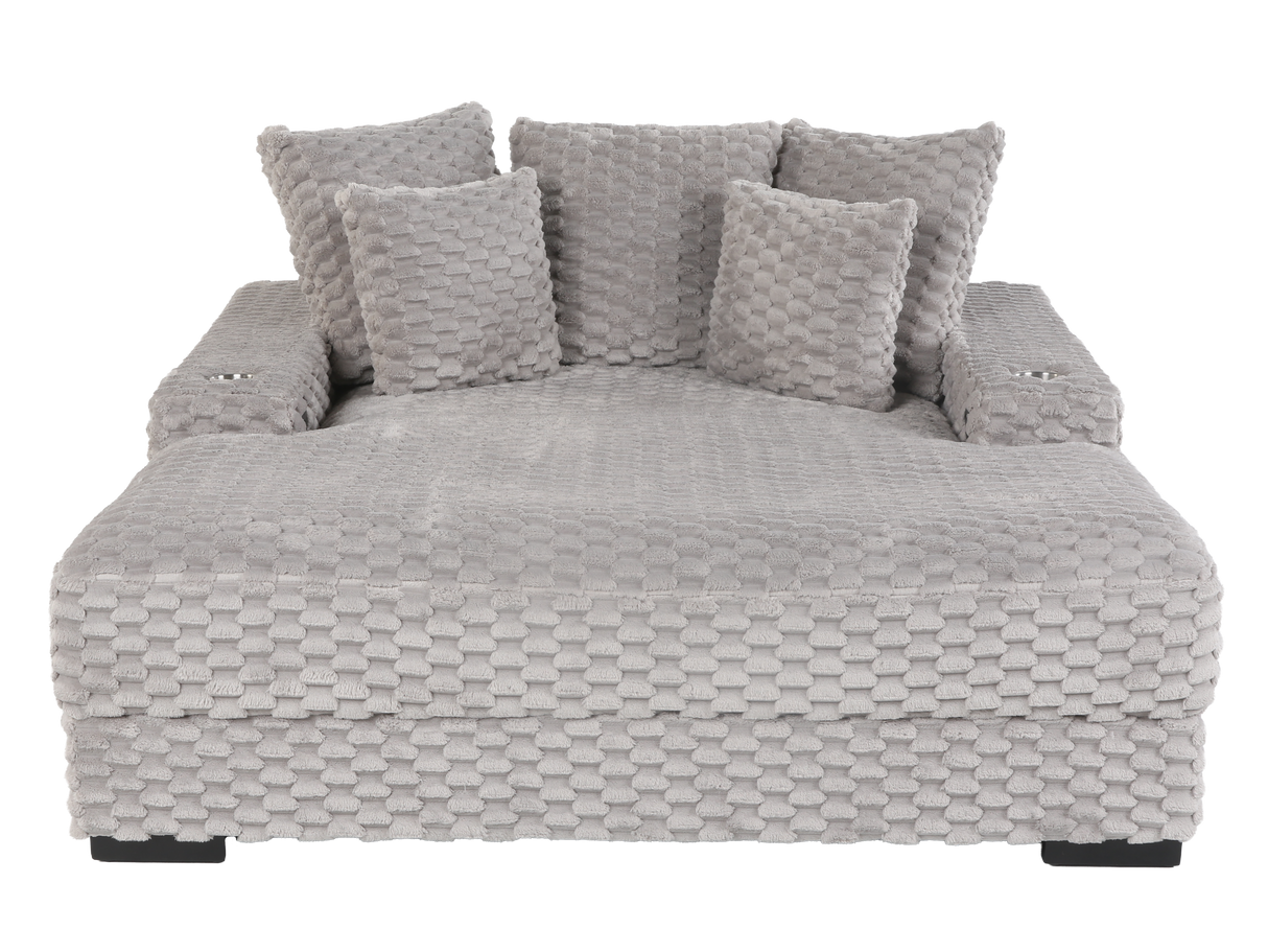 Oversized Chaise Lounge with Cup Holders & USB Charging Ports