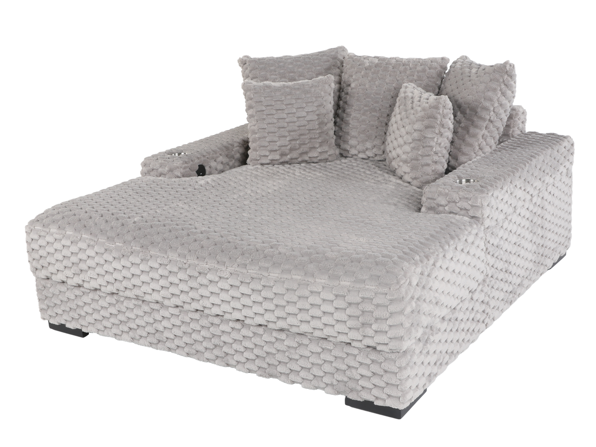 Oversized Chaise Lounge with Cup Holders & USB Charging Ports