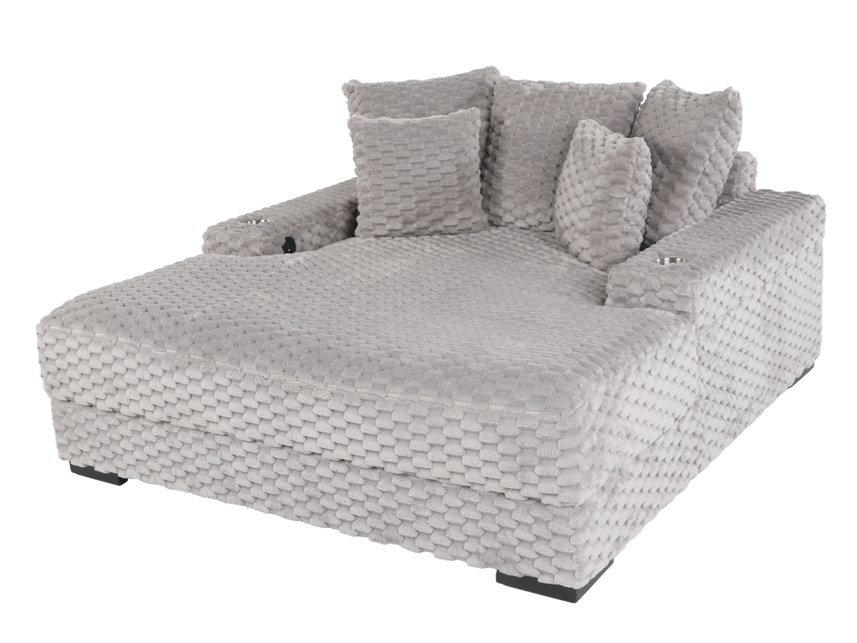 Oversized Chaise Lounge with Cup Holders & USB Charging Ports
