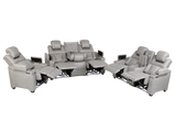 Light Grey Dual Power Reclining 3-Piece Living Room Set with Power Headrests, LED & Wireless Charging