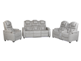 Light Grey Dual Power Reclining 3-Piece Living Room Set with Power Headrests, LED & Wireless Charging