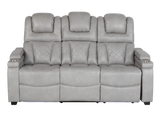 Light Grey Dual Power Reclining 3-Piece Living Room Set with Power Headrests, LED & Wireless Charging