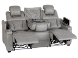 Light Grey Dual Power Reclining 3-Piece Living Room Set with Power Headrests, LED & Wireless Charging
