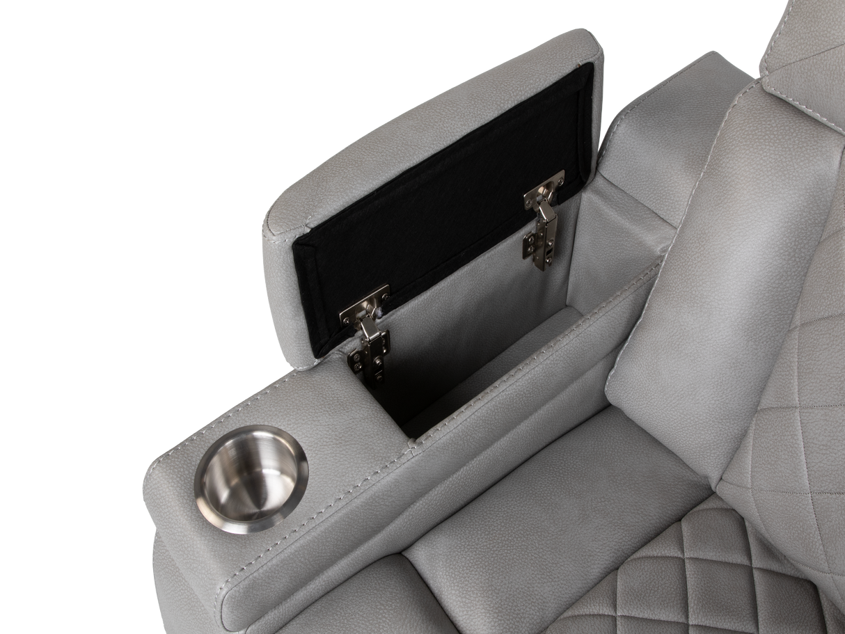 Light Grey Dual Power Reclining 3-Piece Living Room Set with Power Headrests, LED & Wireless Charging