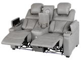 Light Grey Dual Power Reclining 3-Piece Living Room Set with Power Headrests, LED & Wireless Charging