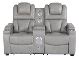 Light Grey Dual Power Reclining 3-Piece Living Room Set with Power Headrests, LED & Wireless Charging